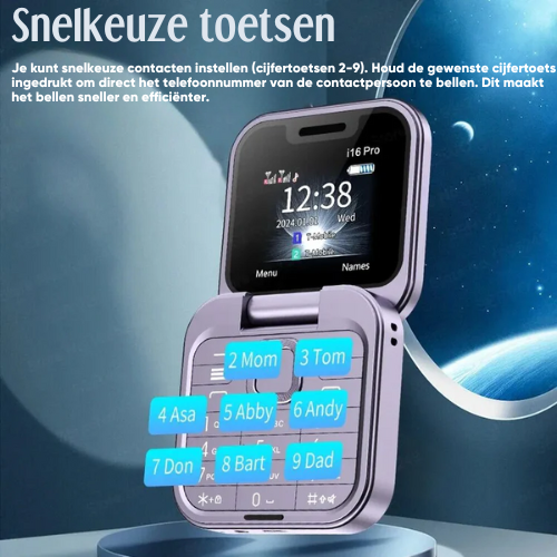 Adreza Mini Flip Phone™ | 2 Sim kaart Opvouwbare Mobiele Telefoon