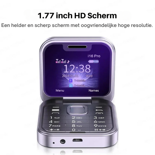 Adreza Mini Flip Phone™ | 2 Sim kaart Opvouwbare Mobiele Telefoon