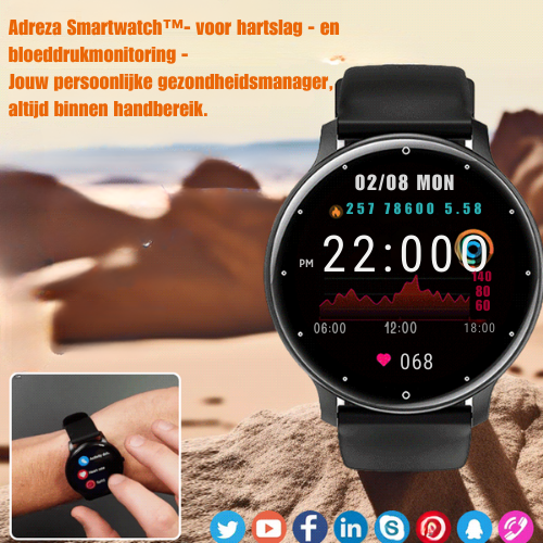 Adreza Smartwatch™| Hartslag en Bloeddrukmonitoring met Apps