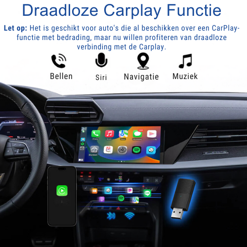 Adreza Draadloze USB Carplay™| Geniet van Draadloze Carplay In Je Auto