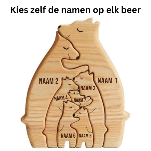 Adreza Houten Berenpuzzel™| Kies Zelf Namen Op Elke Beer Om Te Graveren