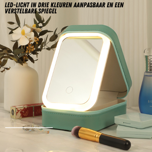 Adreza Make-Up Box™| Voorzien van Driekleurige Verstelbare LED-Make-Up Spiegel